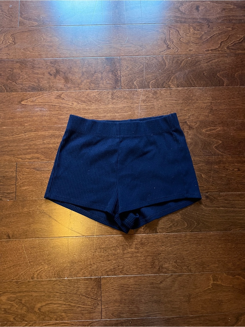 Garage Navy Ribbed High-Waist Shorts